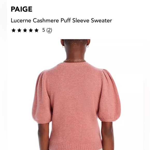 PAIGE Lucerne Cashmere Puff Sleeve Sweater, L , color rose EUC - Picture 3 of 12